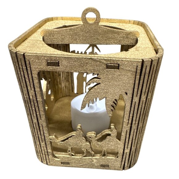 Custom Gold Nativity Scene‎ Tealight Candle Holder/Christmas Ornament - Picture 5 of 5